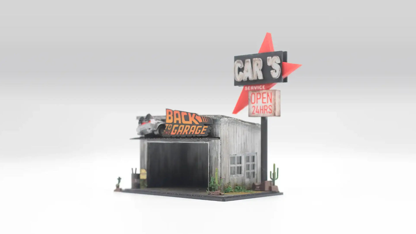 Garage Diorama Display for 1:64 Diecast Cars – Back to the Garage Scene