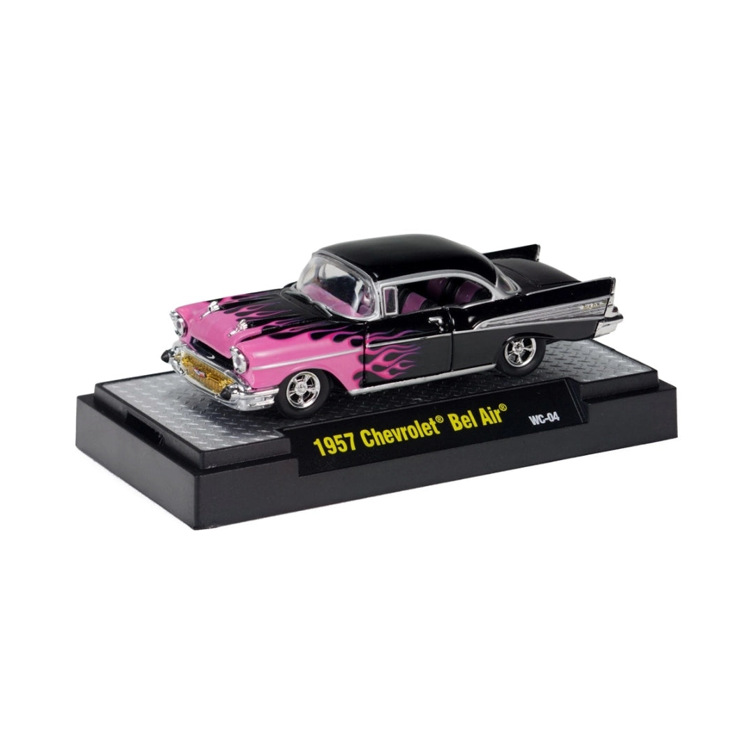 1957 Chevrolet Bel Air - Black & Pink Flames (Wild Cards WC04)