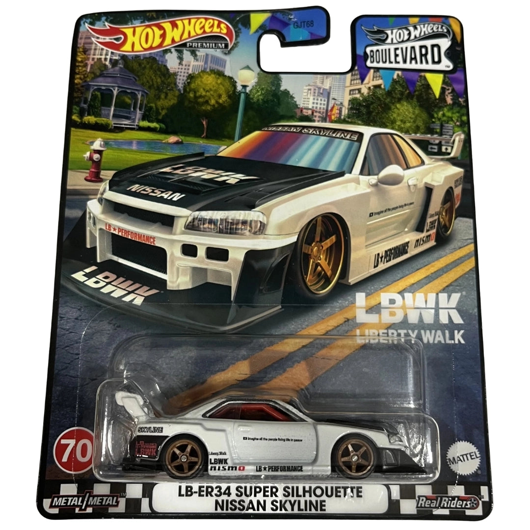 Hot Wheels 1:64 LB-ER34 Super Silhouette Nissan Skyline White
