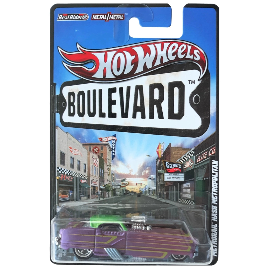 Hot Wheels 1:64 Metrorail Nash Metropolitan Purple with Green Top