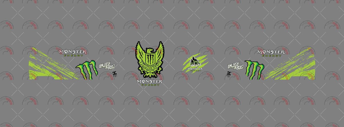 Monster Energy 05 decal sheet for a 1:64 VW Panel Bus, showing green claw and scratch graphics,
white lettering and a winged crest.