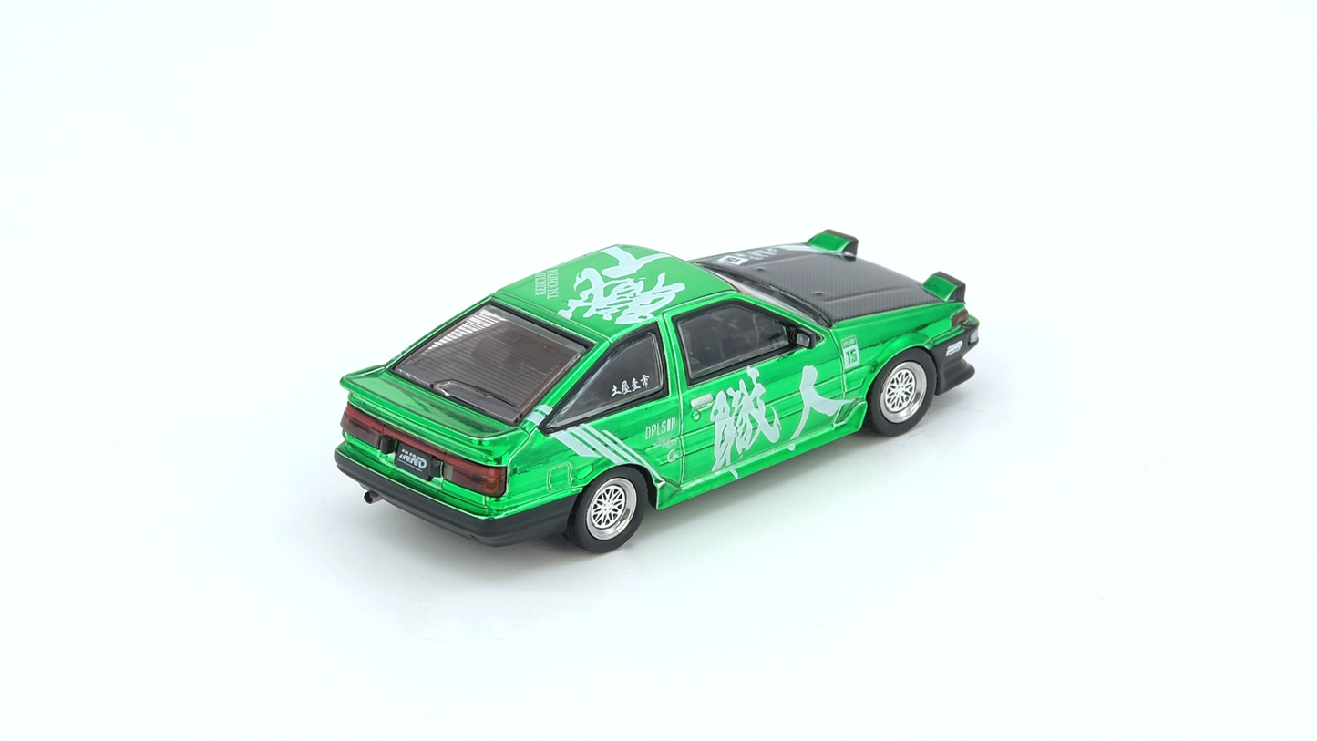 “INNO64 x DPLS x Keichi Tsuchiya” Toyota Sprinter TRUENO AE86 Chrome Green 2025 Thailand Diecast Expo