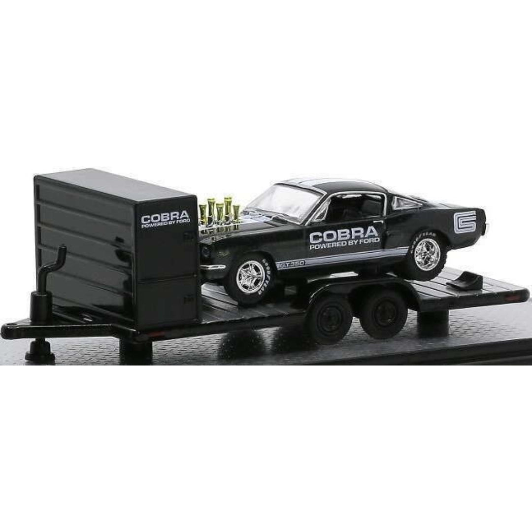 Two Axle Car Transport Trailer w/ Storage - Black (Cobra Livery, Black Rims)