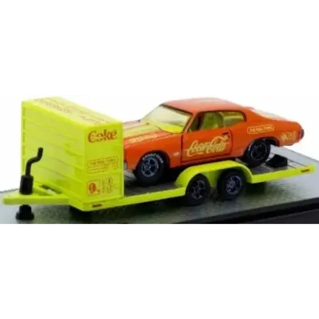Two Axle Car Transport Trailer w/ Storage - Lime Green (Charcoal-Black Rims)