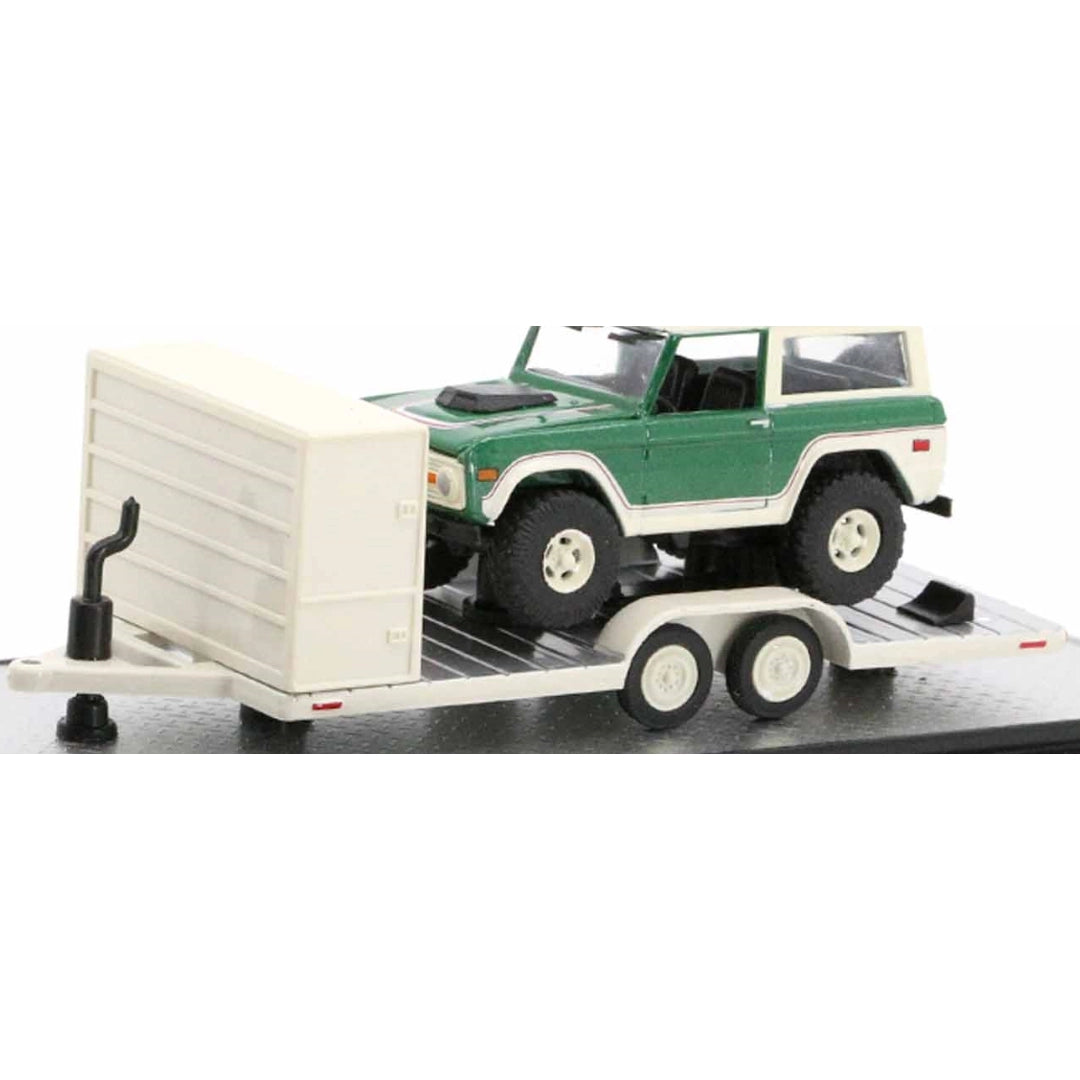 Two Axle Car Transport Trailer w/ Storage - White/Green