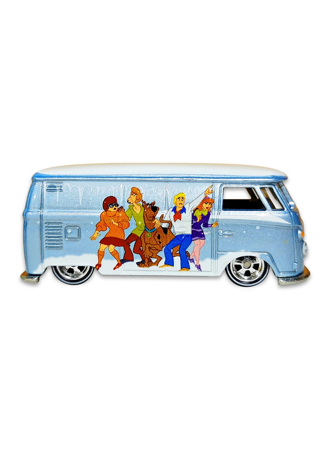 Hot Wheels Pop Culture Scooby-Doo Volkswagen T1 Panel 1:64 scale premium diecast van mint on its original mystery gang group photo blister card.
