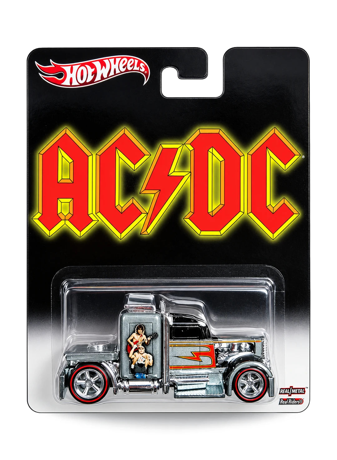 Hot Wheels Pop Culture 2013 Rock Live Nation AC/DC Convoy Custom 1:64 scale diecast semi-truck mint on its original band logo blister card.