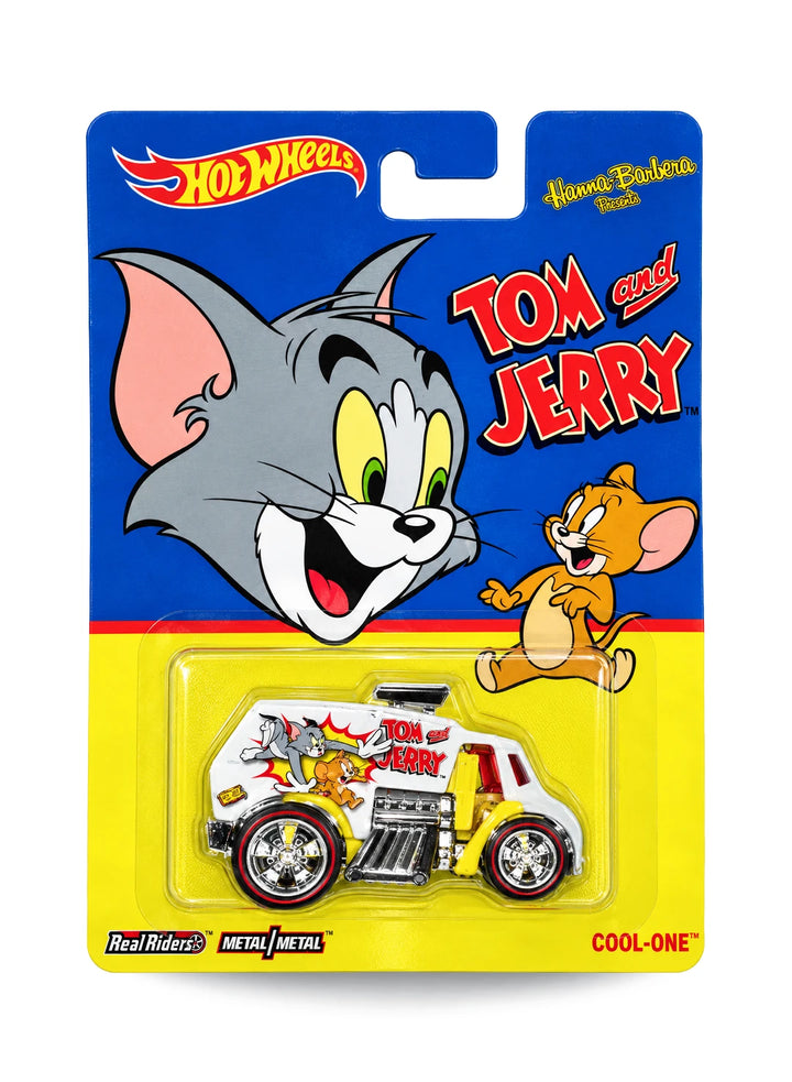 Hot Wheels Pop Culture Hanna-Barbera Tom and Jerry Cool-One 1:64 scale diecast truck mint on its original retro character blister card.