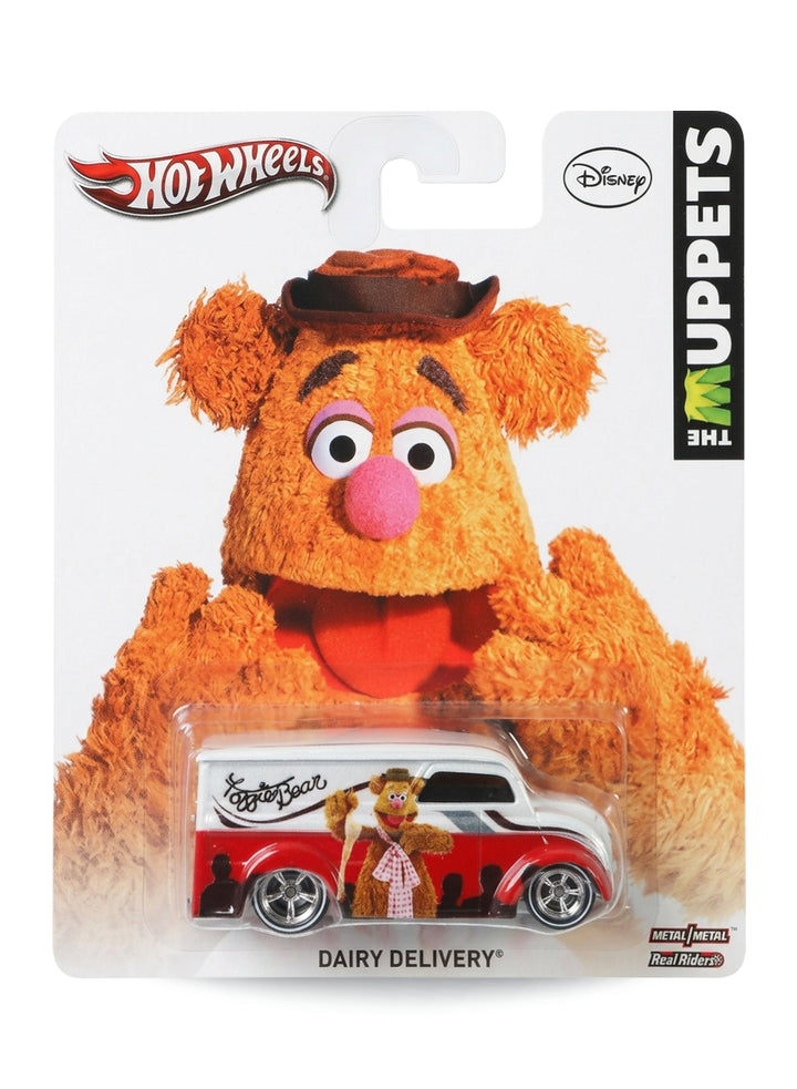 Hot Wheels Pop Culture 2014 The Muppets Dairy Delivery 1:64 scale diecast truck mint on its original Disney Fozzie Bear blister card.