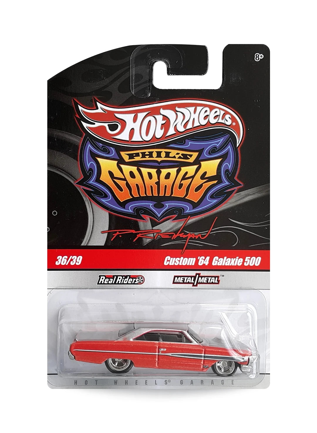 Hot Wheels Garage 2010 Ford Custom '64 Galaxie 500 1:64 – Metalflake Silver & Metalflake Orange
