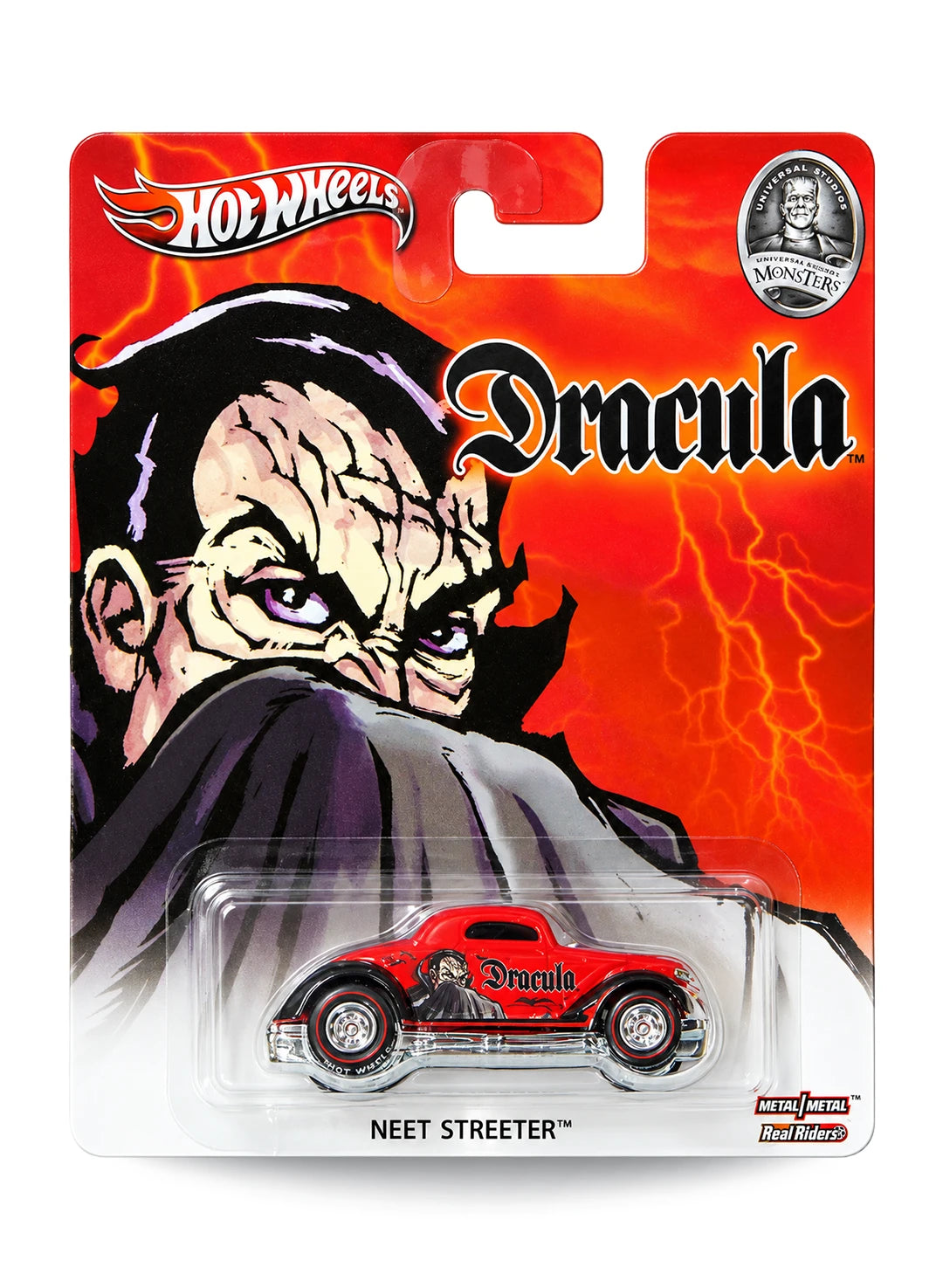 Hot Wheels Pop Culture 2013 Universal Monsters Dracula Neet Streeter 1:64 scale diecast car mint on its original character blister card.