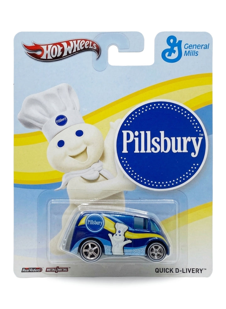 Hot Wheels Pop Culture 2013 General Mills Pillsbury Quick D-Livery 1:64 scale diecast van mint on its original Doughboy blister card.