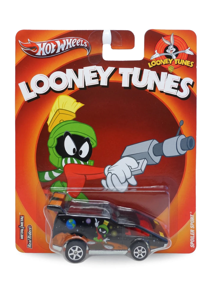 Hot Wheels Pop Culture 2013 Looney Tunes Spoiler Sport 1:64 black diecast car mint on its original Marvin the Martian display card.