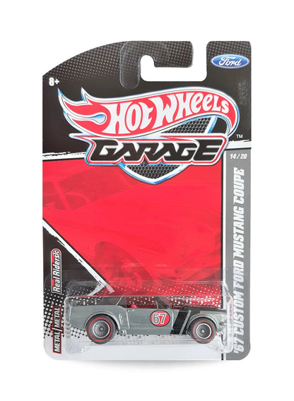 Hot Wheels Ford Garage 2011 Ford '67 Custom Ford Mustang Coupe 1:64 – ZAMAC & Black