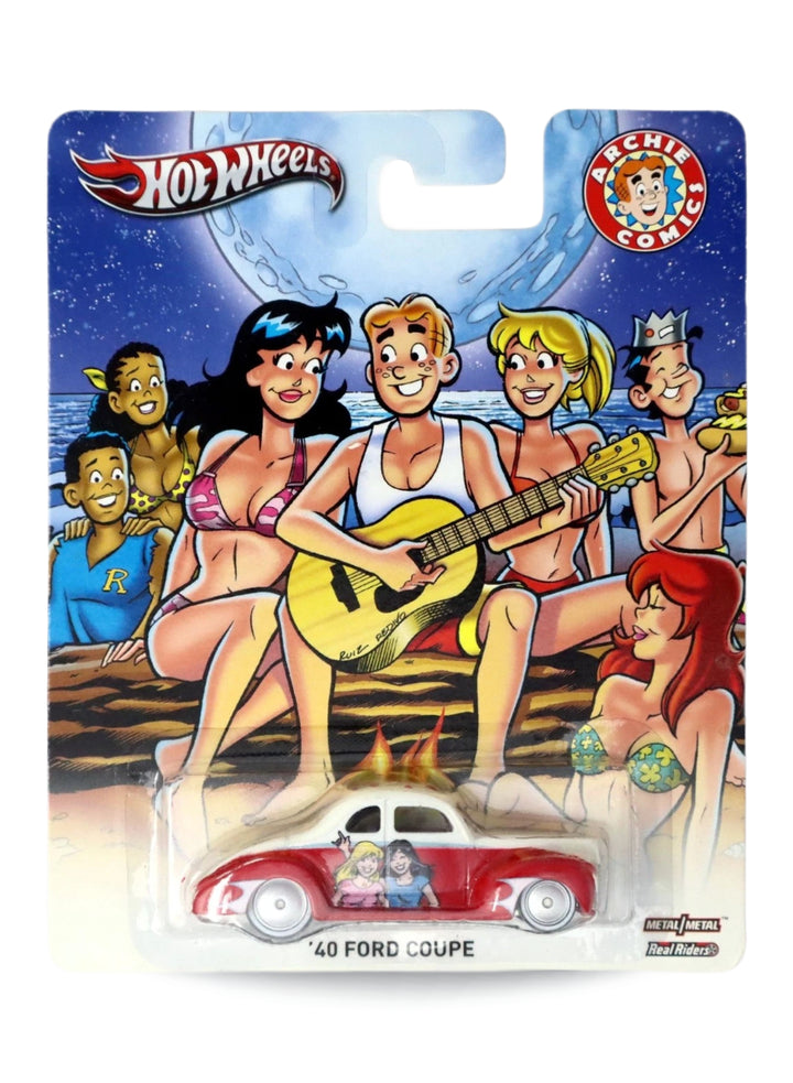 Hot Wheels Pop Culture 2013 Archie Comics '40 Ford Coupe 1:64 scale diecast car mint on its original beach illustration blister card.