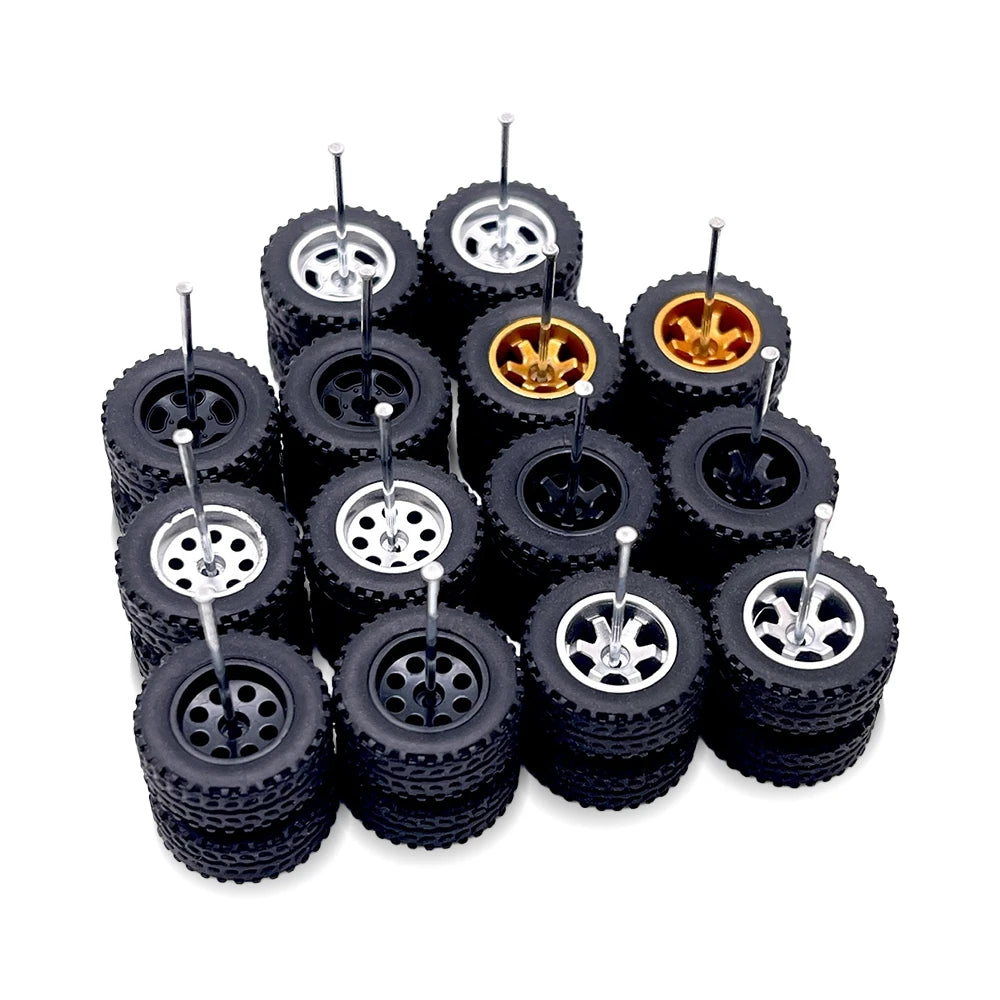 10x Set Variety Pack Of 14mm Off-Road 1/64 Wheel Kits with Axles