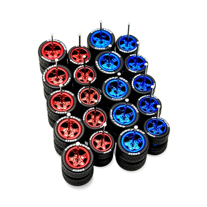 10x Sets 5 Star Blue & Red 10 / 12mm + Lettered Tire