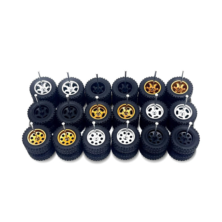 10x Sets Variety Mix All Off-Road 14mm 1/64 Wheel Kits with Axles
