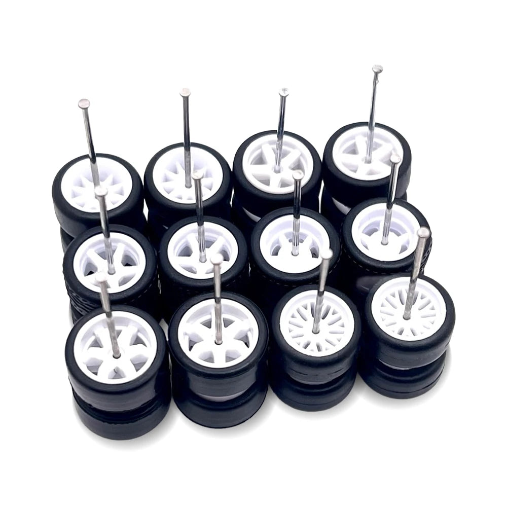 10x Sets Variety Mix All White 11mm 1/64 Wheel Kits with Axles