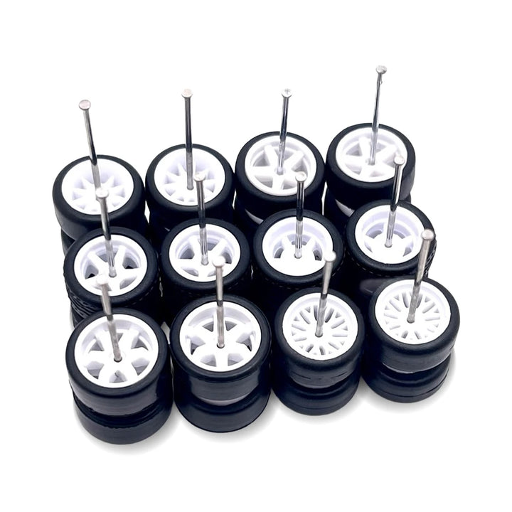 10x Sets Variety Mix All White 11mm 1/64 Wheel Kits with Axles