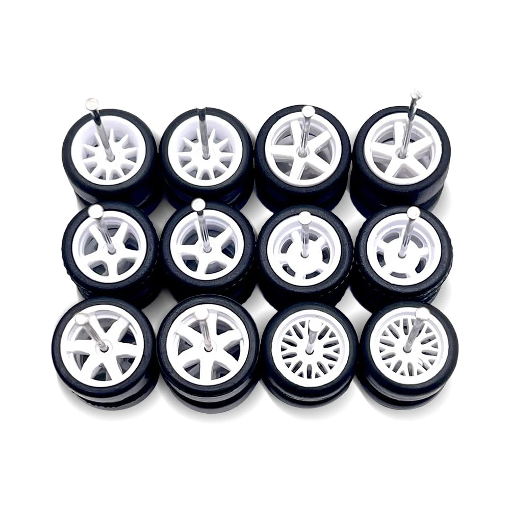10x Sets Variety Mix All White 11mm 1/64 Wheel Kits with Axles