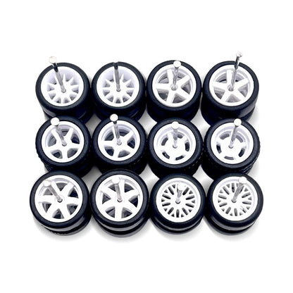 10x Sets Variety Mix All White 11mm 1/64 Wheel Kits with Axles