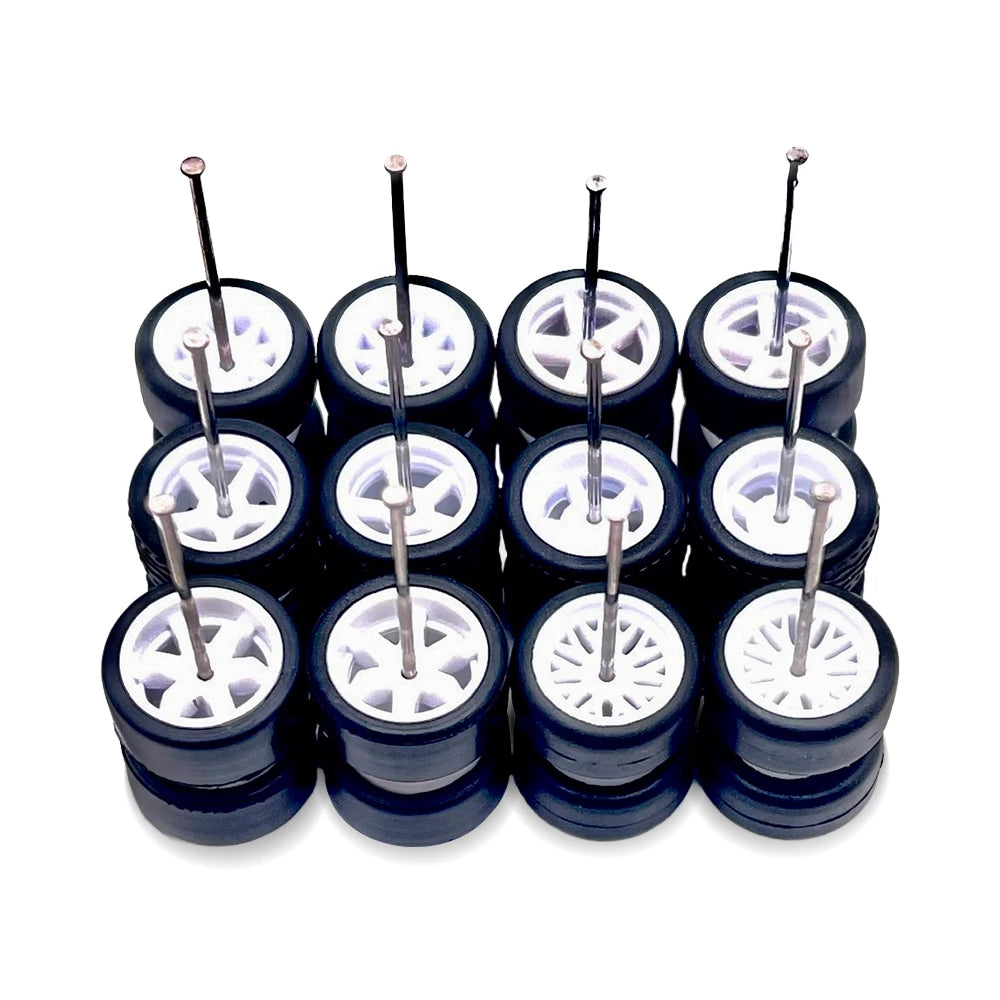 10x Sets Variety Mix All White 11mm 1/64 Wheel Kits with Axles