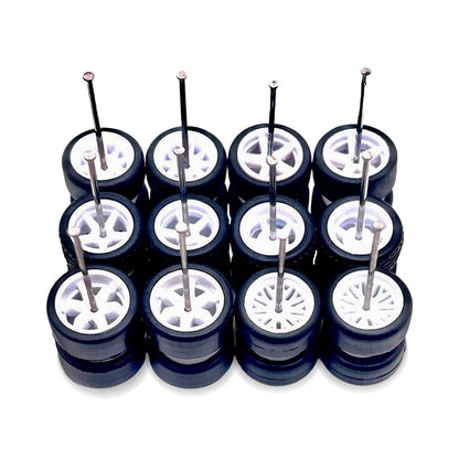 10x Sets Variety Mix All White 11mm 1/64 Wheel Kits with Axles