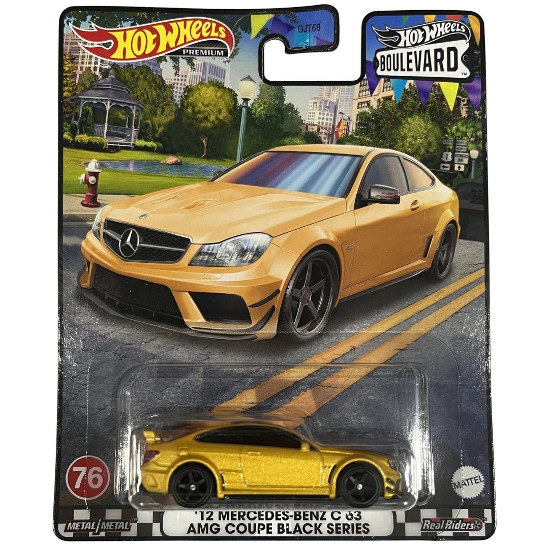 Hot Wheels 1:64 '12 Mercedes-Benz C 63 AMG Coupe Black Series Solarbeam Yellow