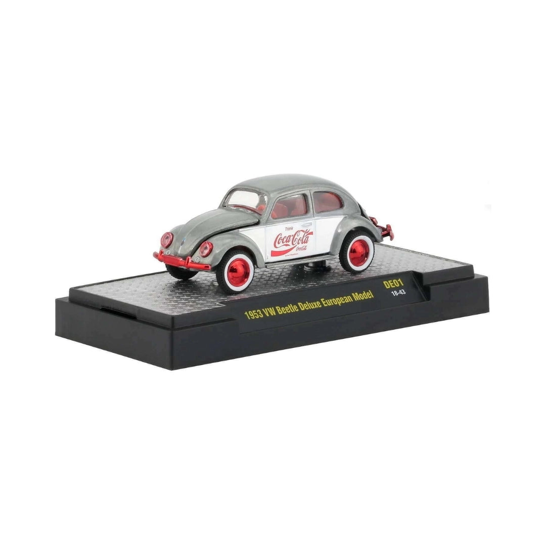 1953 VW Beetle Deluxe European Model - Silver / Red Wheels (Coca-Cola Series Release DE01 Super Chase)