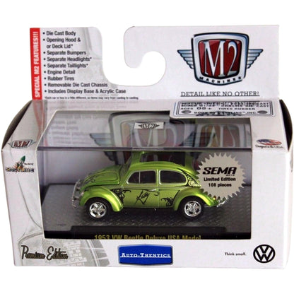 1953 VW Beetle Deluxe USA Model - Lime Green / Black Roof (Release S24 Chase)