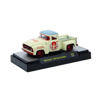 1956 Ford F-100 Truck Custom – Cream (Red Chrome Rims & Details, Red Interior)