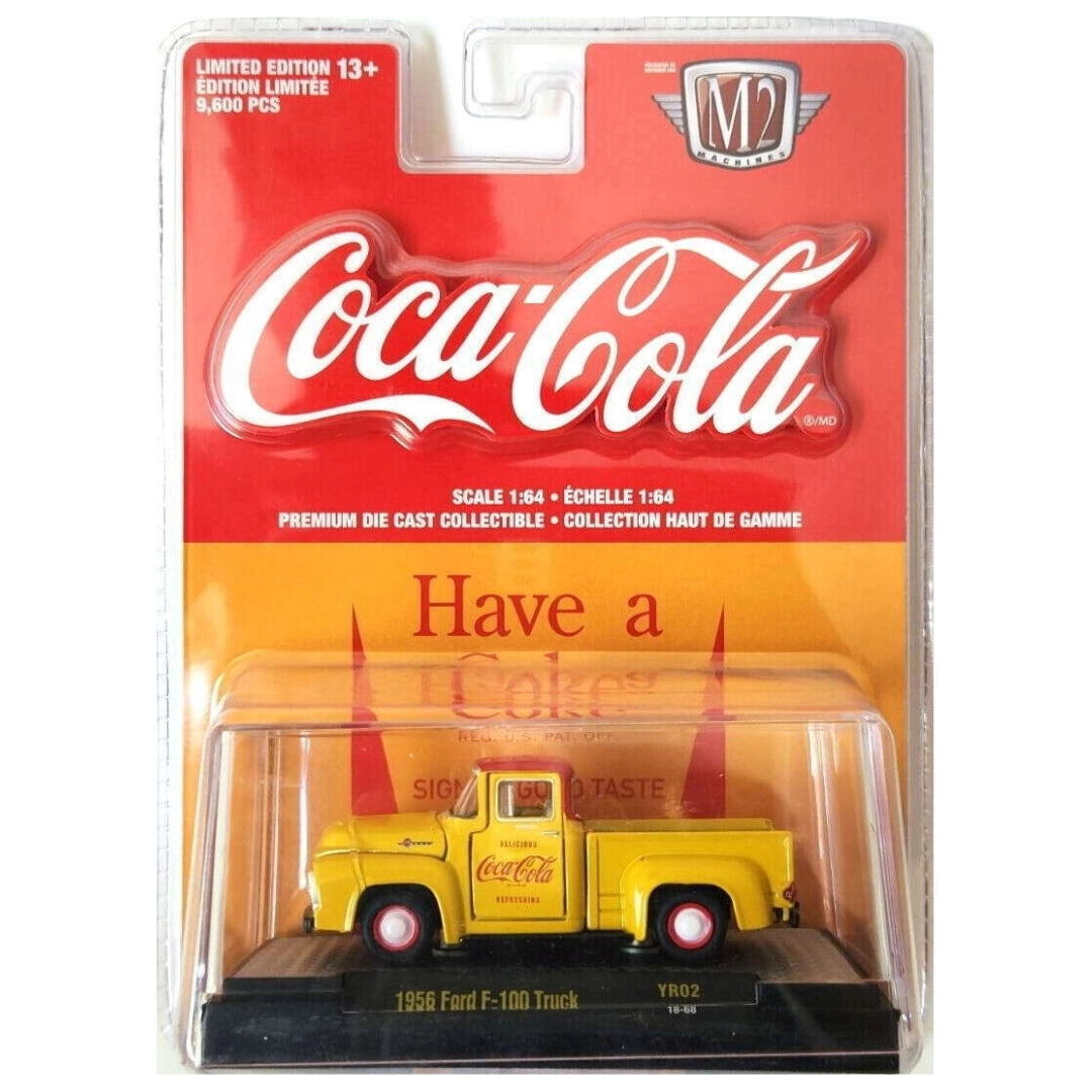 1956 Ford F-100 Truck – Yellow/Red (Coca-Cola Livery, White Rims, Opening Hood)