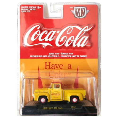 1956 Ford F-100 Truck – Yellow/Red (Coca-Cola Livery, White Rims, Opening Hood)