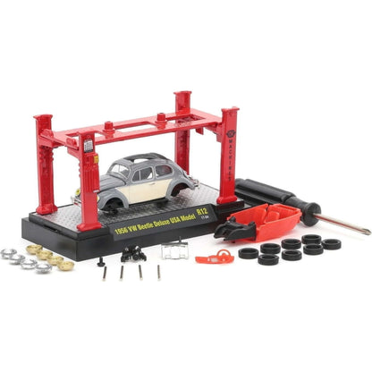 1956 VW Beetle Deluxe USA Model - White / Black / Red Lift (Model-Kit Release 12)