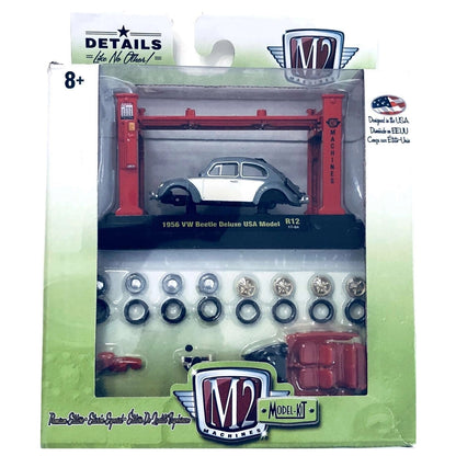 1956 VW Beetle Deluxe USA Model - White / Black / Red Lift (Model-Kit Release 12)