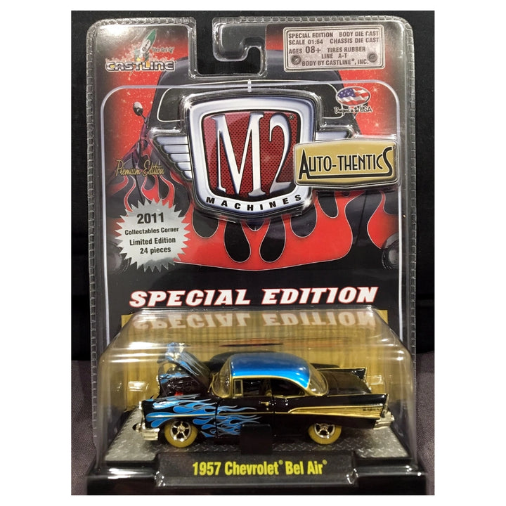 1957 Chevrolet Bel Air - Black & Blue Flames (Super Chase, Auto-Thentics Release S08, Collectables Corner)