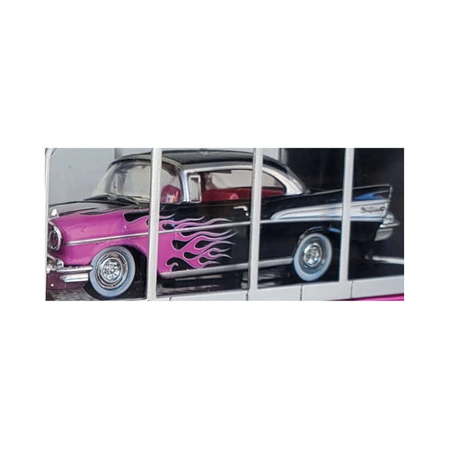 1957 Chevrolet Bel Air - Black & Pink Flames (Super Chase, Hall of Honor, Auto-Haulers S12)