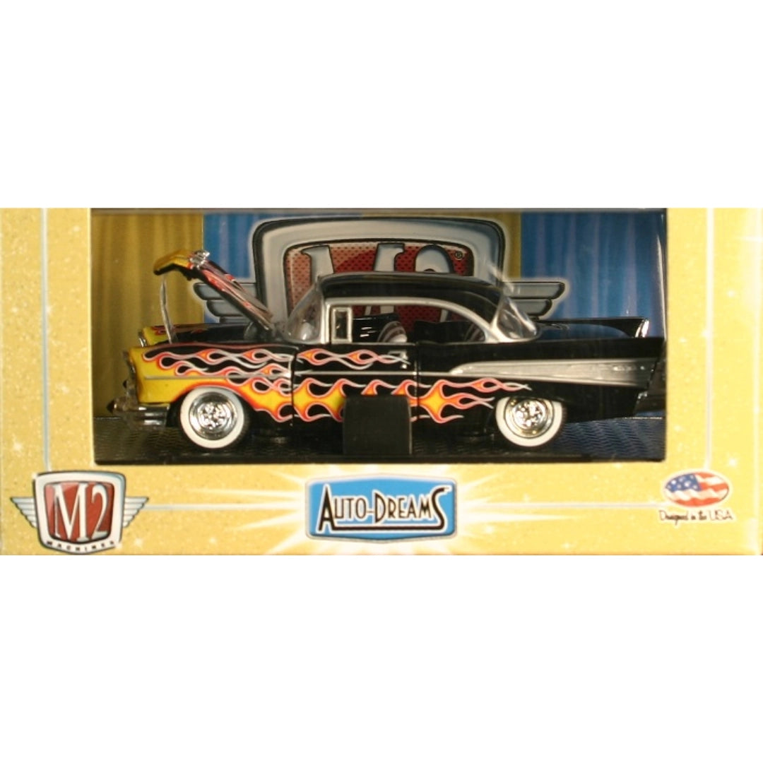 1957 Chevrolet Bel Air - Black with Orange Flames (Auto-Drags Premium Range - Box)