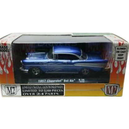 1957 Chevrolet Bel Air - Blue with White Flames (Box Packaging)
