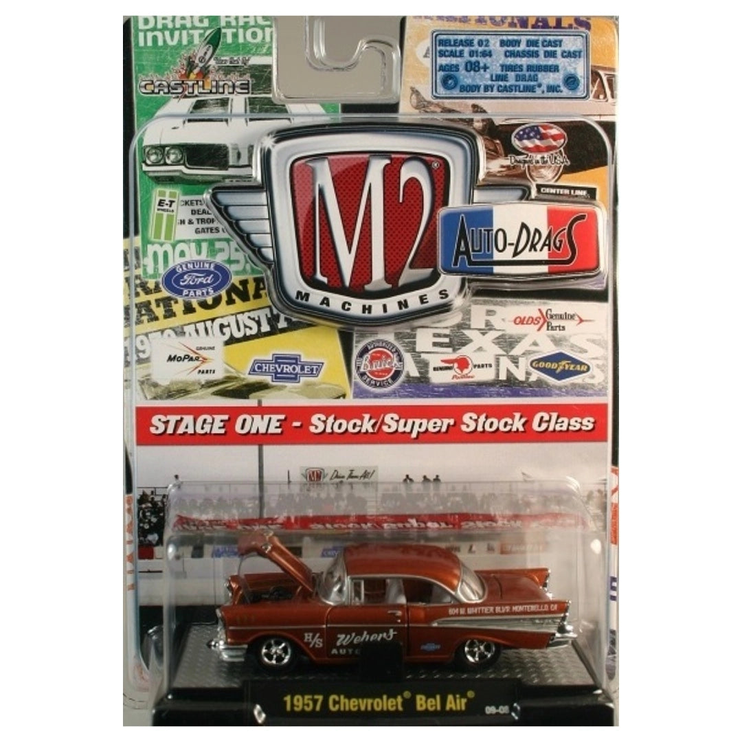 1957 Chevrolet Bel Air - Copper/Brown with White Roof (Auto-Drags - Clamshell Blister)