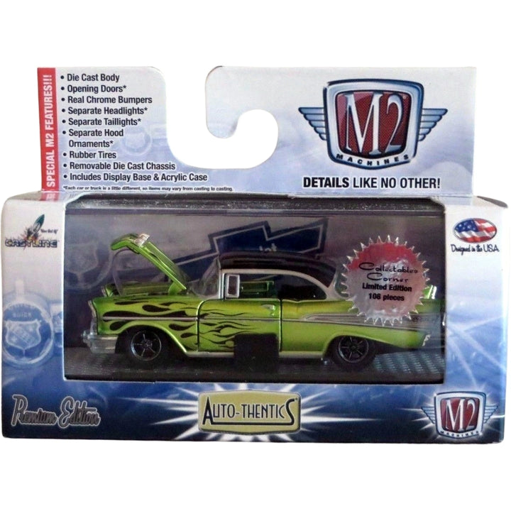 1957 Chevrolet Bel Air - Green & Black Flames (Super Chase, Auto-Thentics Release S21, Collectables Corner)