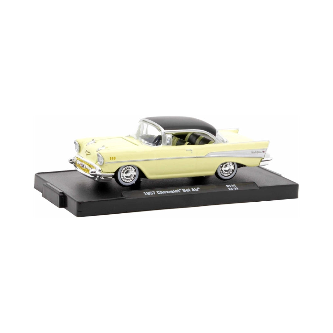 1957 Chevrolet Bel Air - Light Yellow (Silver Chrome Rims, Chocolate Interior)
