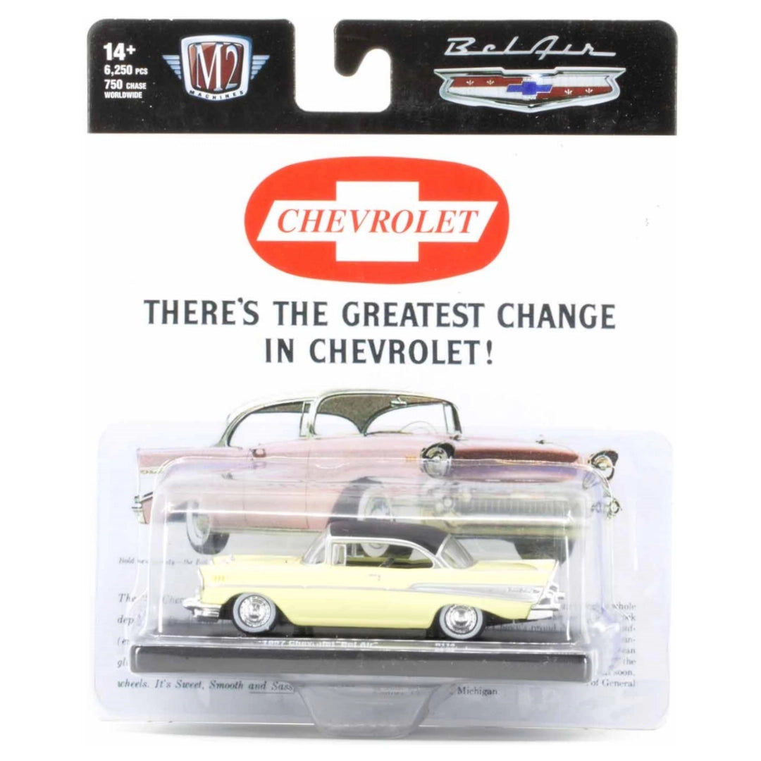 1957 Chevrolet Bel Air - Light Yellow (Silver Chrome Rims, Chocolate Interior)