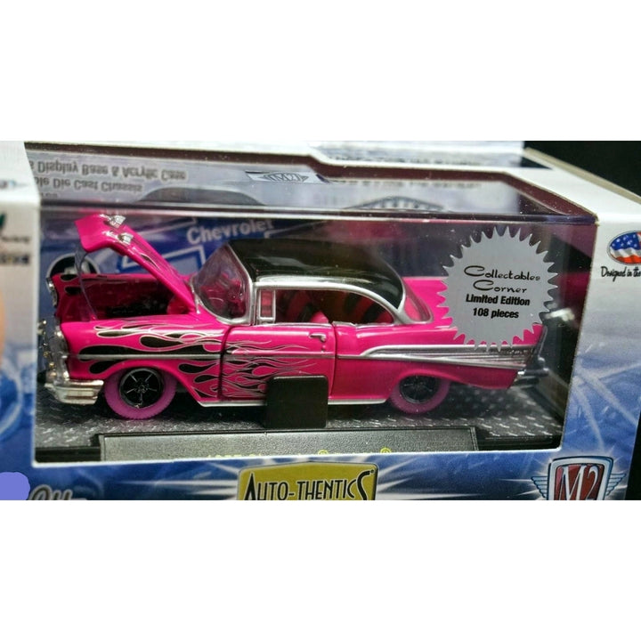 1957 Chevrolet Bel Air - Pink & Black Flames (Chase, Auto-Thentics Release S21, Collectables Corner)