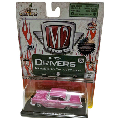 1957 Chevrolet Bel Air - Pink with White Flames (Blister Card, Auto-Drivers)