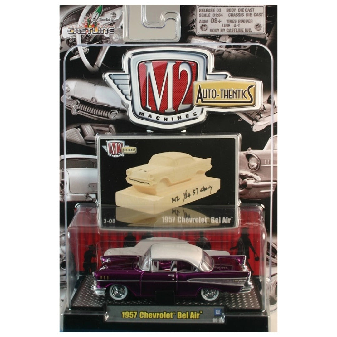 1957 Chevrolet Bel Air - Purple with White Roof (Auto-Thentics - Clamshell Blister)