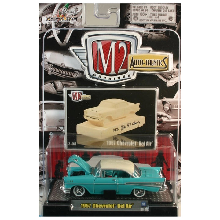 1957 Chevrolet Bel Air - Turquoise with White Roof (Auto-Thentics - Clamshell Blister)