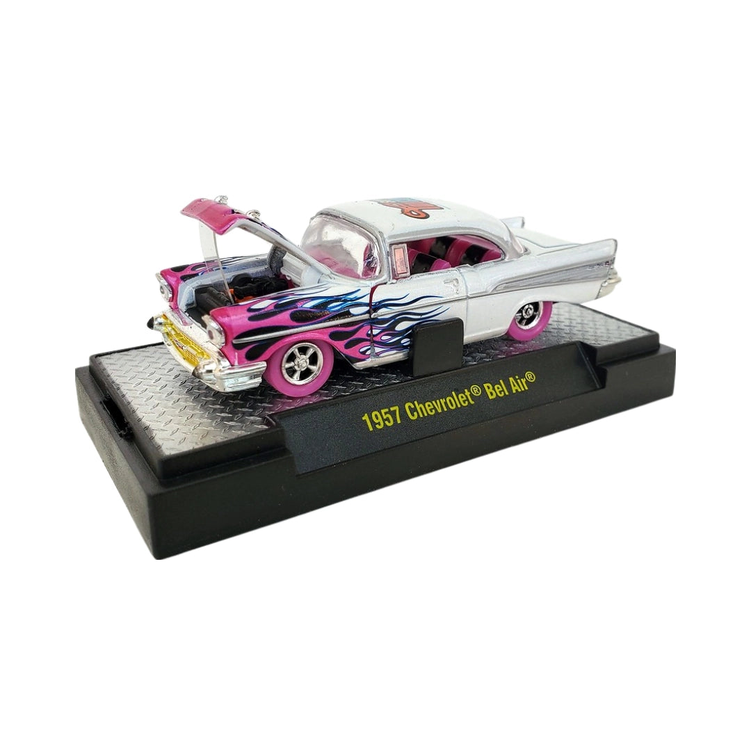 1957 Chevrolet Bel Air - White & Pink Flames (Super ToyCon Super Chase)