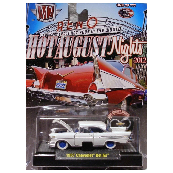 1957 Chevrolet Bel Air - White with Blue Wheels (Hot August Nights Promo - Release S10 Chase)